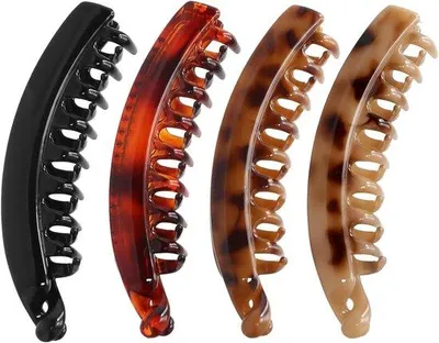 Produktbild von 4 Stücke Vintage-Haarclips für langes Haar - große Bananenclips für Ponyfrisuren und Damenstil