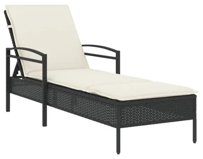 Obrázek produktu pro vidaXL Lehátko s polštářem černé 63x200x81 cm polyratan