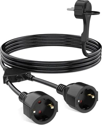 Obrázek produktu pro Prodlužovací kabel 10 m - 2 zásuvky Schuko - plochá zástrčka - bezpečný pro použití v interiéru