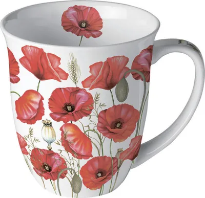 Porzellan Tasse mit Mohnblumen Motiv