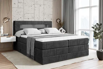 Produktbild von ALTDECOR Boxspringbett mit 2 Matratzen und Topper - 140x200 cm - ORGOL KING - Schwarz Samt - Polsterbett mit, H3- und H4- Matratzen, Bettkasten und Lattenrost, Bett mit Stauraum
