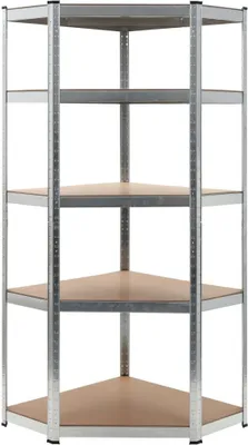 Produktbild von Eckregal mit 5 Böden Silbern Stahl & Holzwerkstoff