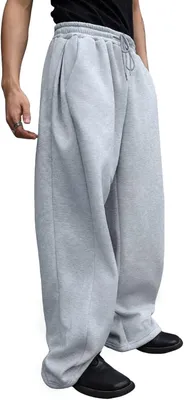 Imagen del producto de Pantalones de chándal para hombre: tejido de algodón cómodo, cordón ajustable, estilo holgado, pantalones de entrenamiento largos y casuales, flexibilidad y libertad de movimiento