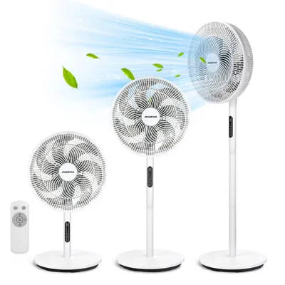 Produktbild von Aigostar Standventilator, BLDC-Motor, leise, 9 Stufen, 3 Modi, Fernbedienung, 9h-Timer, höhenverstellbar, oszillierend