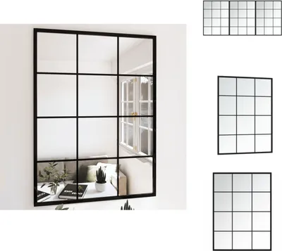Zdjęcie produktu dla vidaXL Lustro ścienne 3 szt. czarne 80x60 cm metalowe - Lustro