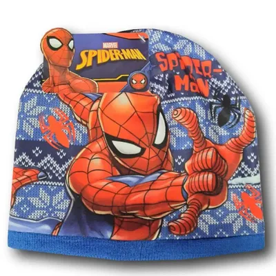 Produktbild von Marvel Spiderman Schneeflocken - Kinder Wintermütze 52 oder 54 cm – 54 cm / Blau