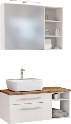 Produktbild von Held Möbel Waschtisch-Set Davos 90 cm -E- (links) weiß/matt weiß