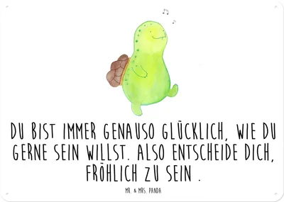 Produktbild von Mr. & Mrs. Panda Schild Schildkröte Pfeifen DIN A5 - Weiß - Geschenk, Glück, tafel, Depression, Trennung, Wandbild, Magnetschild, Türschild, Schildkröten, Blechschild
