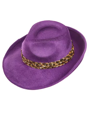 Produktbild von Pimphut lila mit Leopardenborte für Erwachsene
