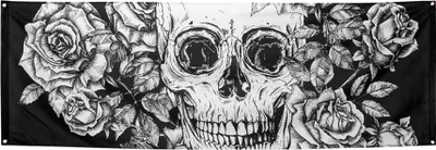 Produktbild von Tag der Toten-Flagge Wanddekoration Halloween schwarz-weiss 74x220cm