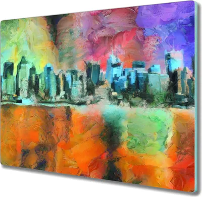 Produktbild von Coloray Hackbrett Küchenbrett Kochplattenabdeckung Schneidebrett Herdabdeckplatte 60x52 cm - Stadt