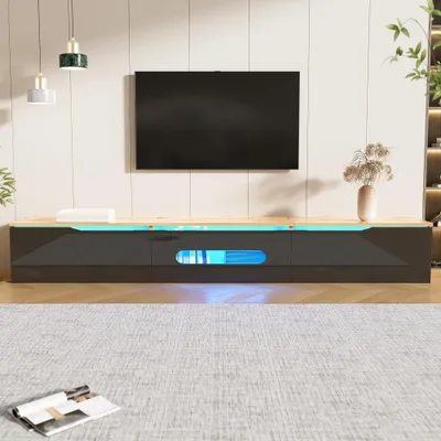Produktbild von TV-Schrank 180 cm Hochglanz LED Beleuchtung 16 Farben Wandmontage Wohnzimmer Fernsehtisch