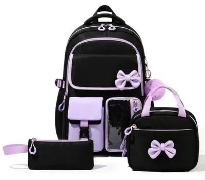 Immagine prodotto di Set di zaini per ragazze adolescenti, 3 pezzi, colore lilla, in nylon idrorepellente