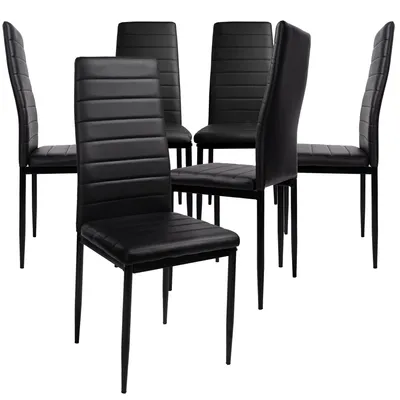 Produktbild von Esszimmerstühle 2/4/6/8 Set Stuhl Küchenstuhl Wohnzimmerstühle Kunstleder Stühle , Farbe:Schwarz;Set:6er