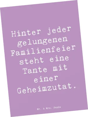 Produktbild von Mr. & Mrs. Panda Postkarte Spruch Tante Geheimzutat - Lavendeltraum - Geschenk, Ansichtskarten, Liebe, Lachen, bildkarte, Ansichtskarte, Geschenke, Dankeschön, Nichte