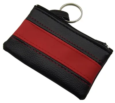 Immagine prodotto di Portachiavi con cerniera - Portachiavi in Pelle finta con scomparto - 11 x 7 cm - Nero e rosso