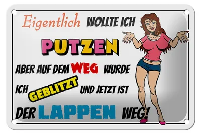 Produktbild von Blechschild Spruch 18x12cm eigentlich wollte ich putzen