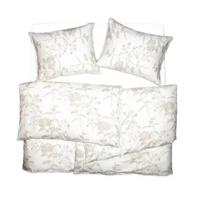 Obrázek produktu pro SCANquilt povlečení SATÉN PLUS květina bílobéžová 100% dlouhovlákná česaná bavlna 140 x 200/70 x 90 cm