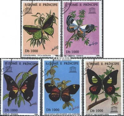 Produktbild von Briefmarken Sao Tome e Principe 1996 Mi 1681-1685 (kompl.Ausg.) gestempelt Schmetterlinge