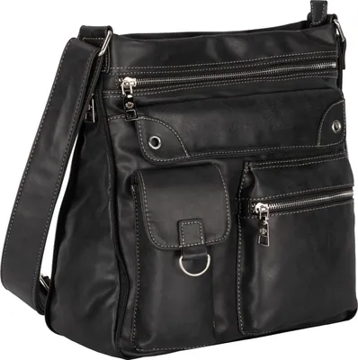 Produktbild von Damen Tasche Schultertasche Henkeltasche Handtasche Leder Optik (3427) SCHWARZ