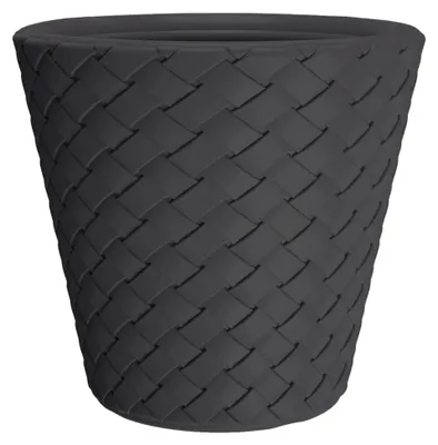 Produktbild von XXL Pflanzkübel mit 60 cm Durchmesser und 59 cm Höhe! Aus Kunststoff in Anthrazit in moderner Flecht-Optik. Als XXL Topf für Bäumchen, Gräser oder als Mini-Teich für Garten und Terrasse!