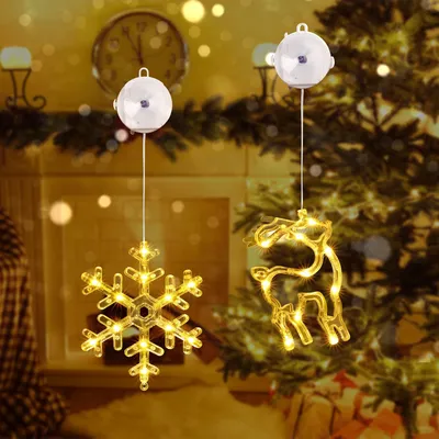Fensterlichter 2er-Set, 10 LEDs, warmweiß, batteriebetrieben, Timer