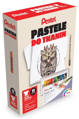 Zdjęcie produktu dla Pastele do tkanin Pentel z koszulką 15 kolorów