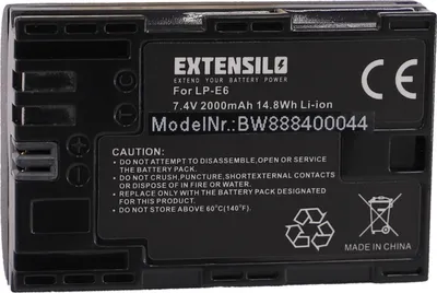 Produktbild von EXTENSILO Akku kompatibel mit Canon XC10, XC15 Kamera (2000 mAh, 7,4 V, Li-Ion)