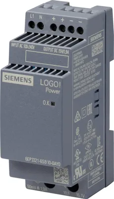 Produktbild von Siemens LOGO!Power/1AC/DC15V/1.9A, Drinnen, Mehrfarbig, CE, RoHS, REACH, 36 mm, 90 mm, 140 g