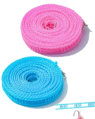 Waslijn 2er-Pack 5 m Nylon Antirutsch mit Haken