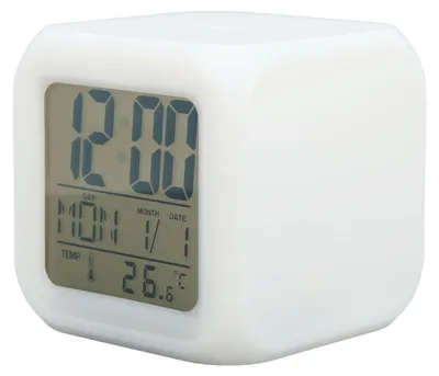 Obrázek produktu pro Dětské digitální hodiny, LED, 7 barev, noční osvětlení displeje s teplotou, přenosné, snadné ovládání pro domácí kancelář