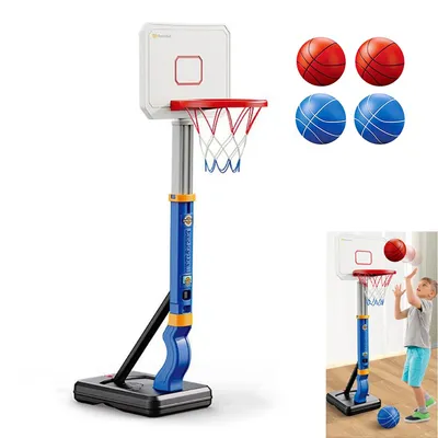 Produktbild von Basketballkörbe für Kleinkinder im Innenbereich, 64 bis 133 cm höhenverstellbarer Mini-Basketballkorb für Außenbereich, Jungen und Mädchen ab 3 Jahren