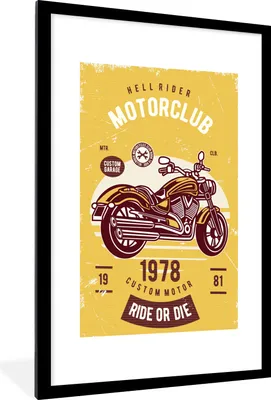 Produktbild von MuchoWow® MuchoWow® Gerahmtes Poster Motorrad - Vintage - Zeichnung - Zitat 60x90 cm - Poster mit zchwarzem Bilderrahmen - Dekoration - Wandposter Wohnzimmer - Hochwertig