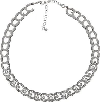 Produktbild von Steuer Modeschmuck Halskette Metall 52cm Silbergrau Glasstein 445050002