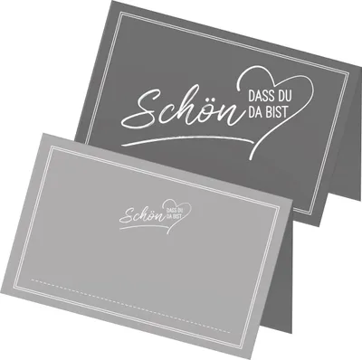 Produktbild von ITENGA 48x Tischkarten Schön dass du da bist V2 grau