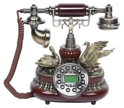 Obrázok produktu pre Dekoratívny retro telefón – hnedý a zlatý
