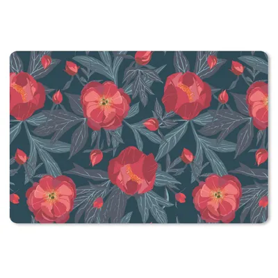 Produktbild von MuchoWow® Mauspad Mousepad Blumen - Rot - Blätter - Muster 27x18 cm - Mousepads - Maus Mat - Pad - Mausunterlage - Büroartikel - Desk Matten