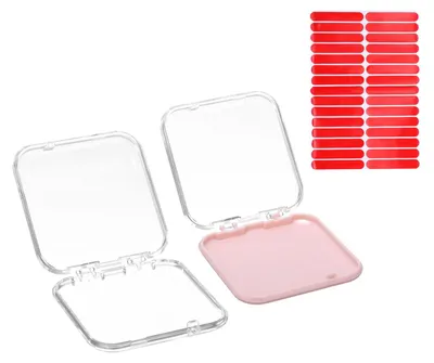 Nagelaufbewahrungsbox 2er-Set, transparent/weiß, 7,5×7,5×1,6 cm