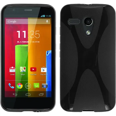 Produktbild von PhoneNatic Case kompatibel mit Motorola Moto G - schwarz Silikon Hülle X-Style + 2 Schutzfolien