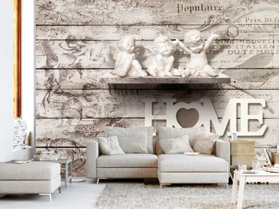 Produktbild von Vlies Fototapete 400x280 cm Tapeten Wandtapete XXL Engel Vintage Retro Holz Home h-B-0049-a-a