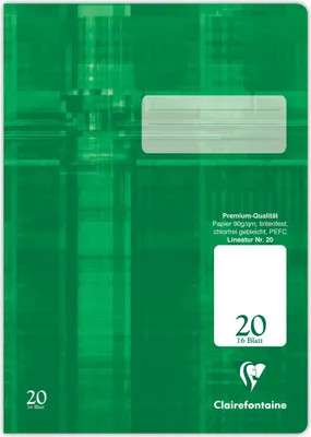 Produktbild von Clairefontaine 25x Schulheft DIN A4 16 Blatt Lineatur blanko Grün 331020C