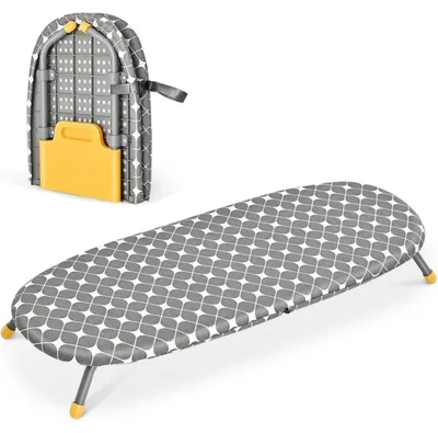 Produktbild von Klappbares Tisch-Bügelbrett, faltbar, tragbar, mit rutschfesten Füßen, 31 x 82 cm, Gelb