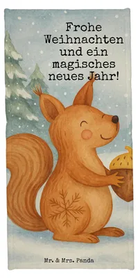 Produktbild von Mr. & Mrs. Panda Reisehandtuch Eichhörnchen Weihnachten Design - Eisblau - Geschenk, Vogel, Frohe, Duschtuch, Frottier, sporthandtuch, Frohes Neues Jahr, Strandtuch