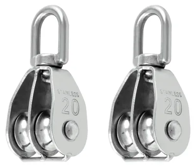Doppel-Katrolblock M20, Edelstahl 304, 2 Stück, 75 kg Belastung