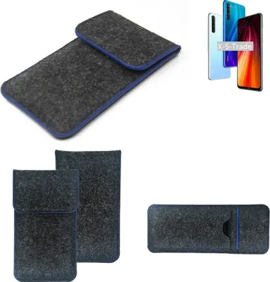 Produktbild von K-S-Trade Handy-Hülle Schutz-Hülle kompatibel mit Xiaomi Redmi Note 8 2021 Filztasche Pouch Tasche Case Sleeve Filzhülle dunkelgrau, blauer Rand