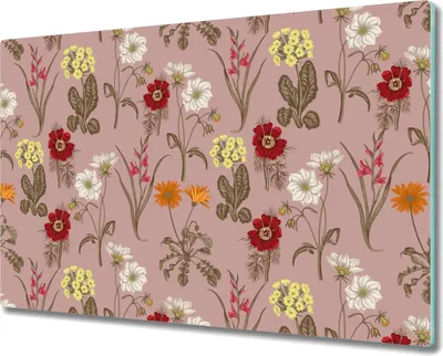 Produktbild von Herd-Abdeckplatte Glas Schneidebrett Ceranfeld-Abdeckung - 80x52 cm - Blüten Farbenfroh