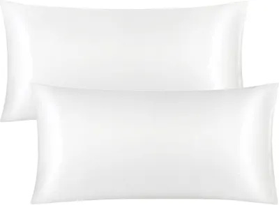 Obrázok produktu pre Satinový obliečok na vankúš 40x80 cm, sada 2 kusov, so zipsom, farba: biela, rozmery: 40x80 cm