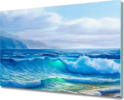 Produktbild von Coloray Hackbrett Küchenbrett Kochplattenabdeckung Schneidebrett Herdabdeckplatte 80x52 cm - Ozeanwellen Wolken