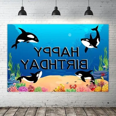 Image de Décoration de fête sur le thème des animaux marins bleus - Fond sous-marin
