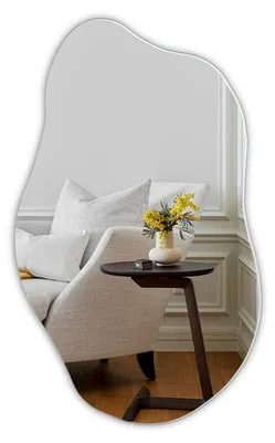Obrázok produktu pre Asymetrické zrkadlo na stenu bez rámu, 50 x 85 cm | Nepravidelné celotělové zrkadlo s podkladovou doskou z MDF
